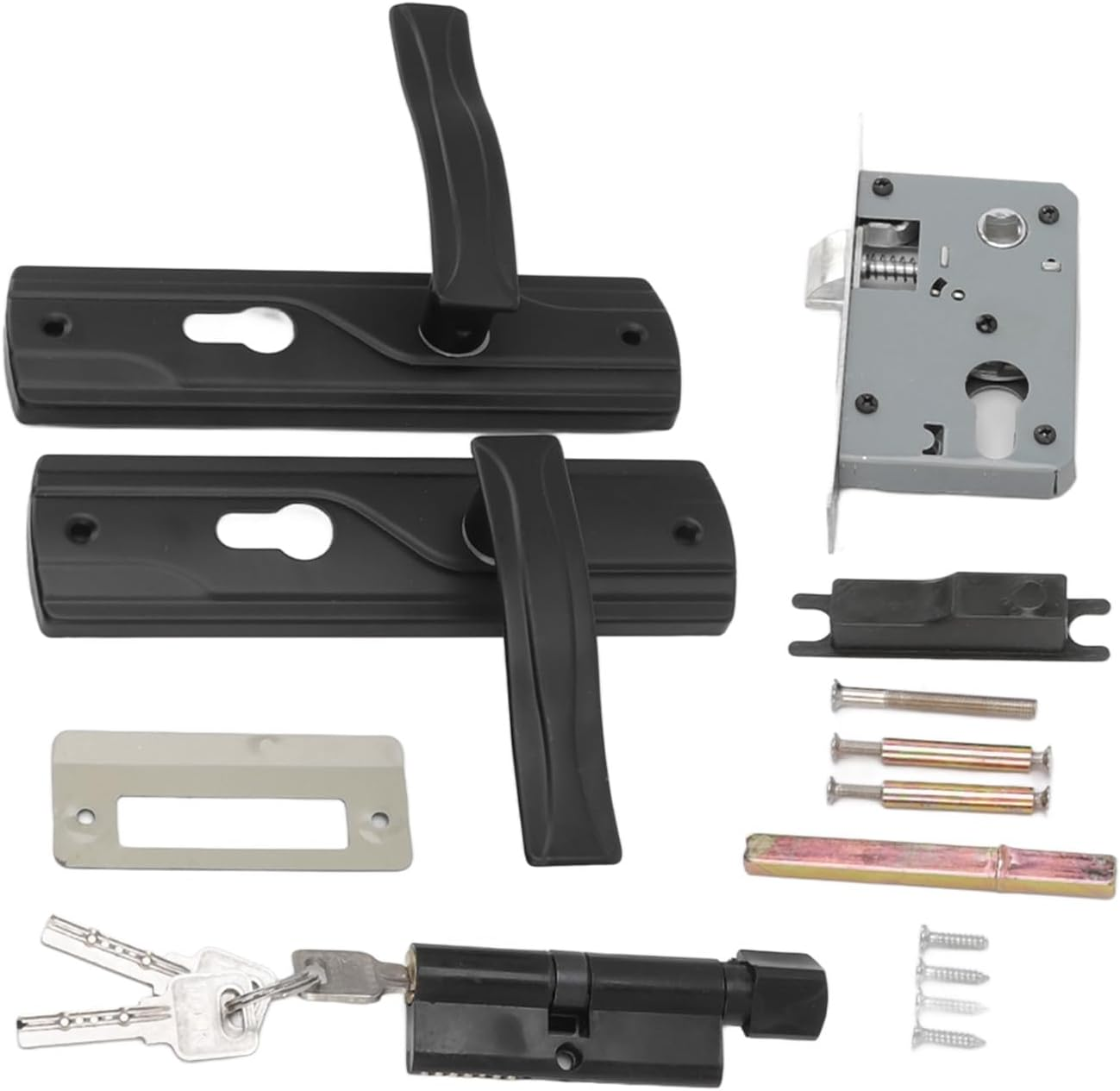 Door Handle with Lock,Manganese Steel Silent Bearing Universal Door Lever Lock Set with Keys for Home Bedroom image number 5