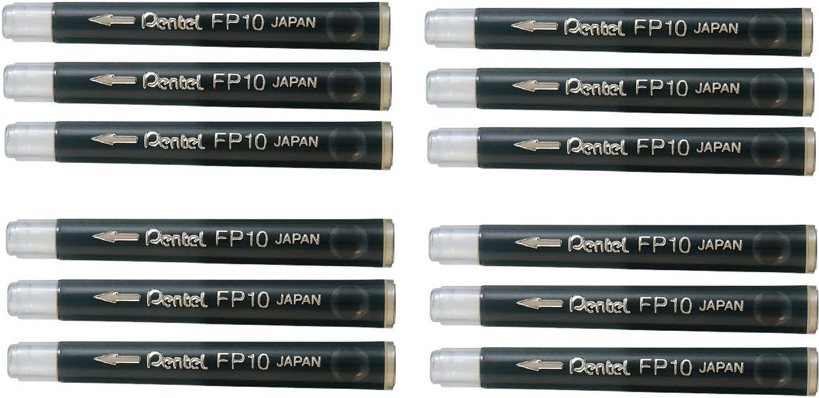 Pentel Arts Pocket Brush Refills, Black Ink, Value Set of 12
