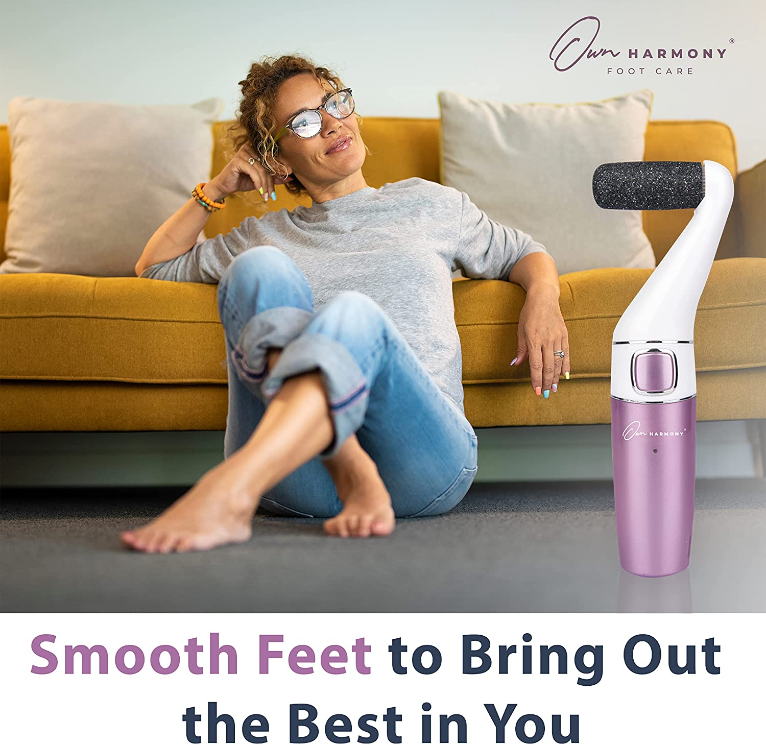 Electric Foot File, Rechargeable Foot Callus Remover: Professional Spa Pedicure Kit and Foot Scrubber Tools, Cracked Heel Repair Feet Care by Own Harmony - Best for Dry, Dead, Hard Skin - 3 Rollers image number 5