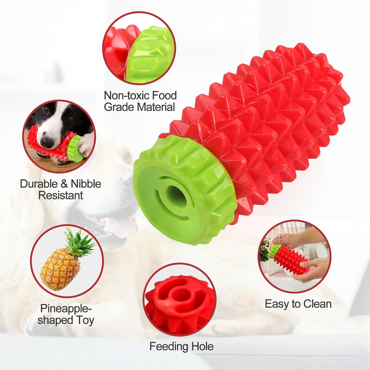 Joyfia Dog Interactive Chew Toy, Food & Treat Dispensing, Fun to Chew, Chase & Fetch, IQ Mental Stimulation & Enrichment, Boredom Buster for Small Medium & Large Breeds, Rubber Teething Dog Toys image number 6