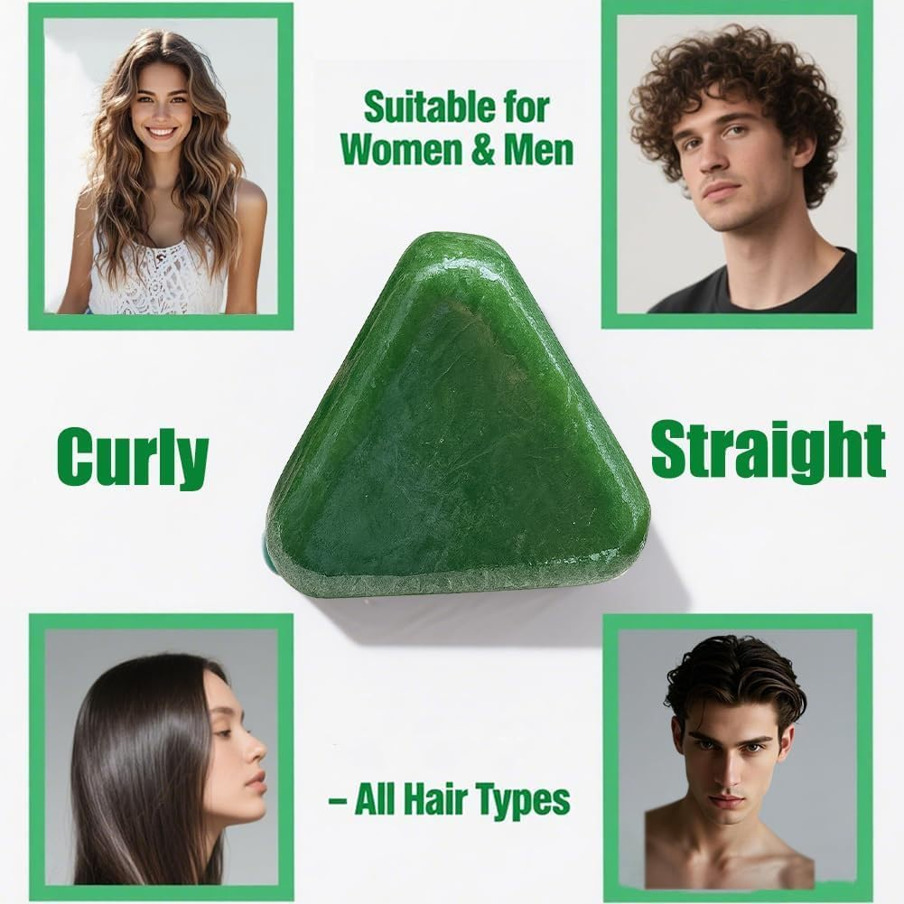 Nature Triangle Shampoo Bar, Natural Cypress Leaf Usman Grass Solid Shampoo Bar, Nature Seven Green Shampooba, Rich Lather, Calming & Strengthens Hair for All Hair Types (1PCS) image number 3