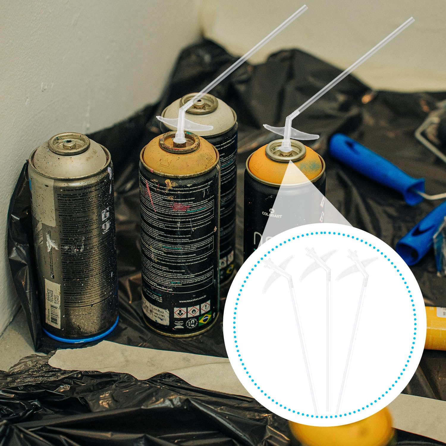 50Pcs Spray Can Replacement Straws with 30Pcs Foam Nozzles, 4.7 Inch Extension Tubes for Aerosol Spray Nozzles Plastic Straws for Paint Lubricant Cleaner Foam in Narrow Spaces image number 4