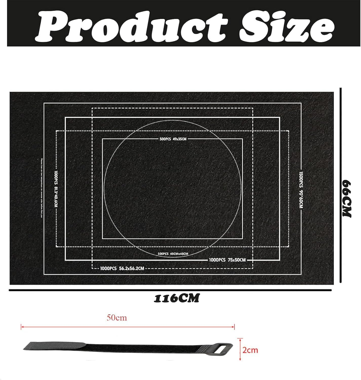 Puzzle Mat, Jigsaw Puzzle Mat, Puzzle Board for up to 1500 Pieces, Puzzle Board, Jigsaw Puzzle Mat, Large 66X116Cm with 3 Velcro Straps, Ideal for Puzzle Storage and Organisation image number 4