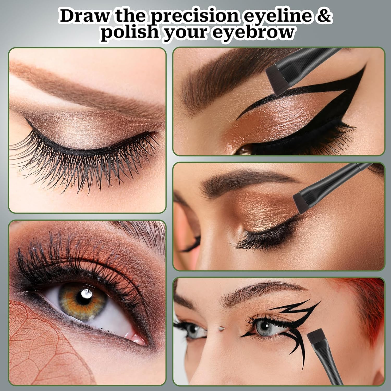 12 Pack Eyebrow Tint Brush Set - Angled Eyeliner, Flat Ultra Thin Eyeshadow Brush, Eye Makeup Applicator - Fine Slanted Eyebrow Brush image number 3