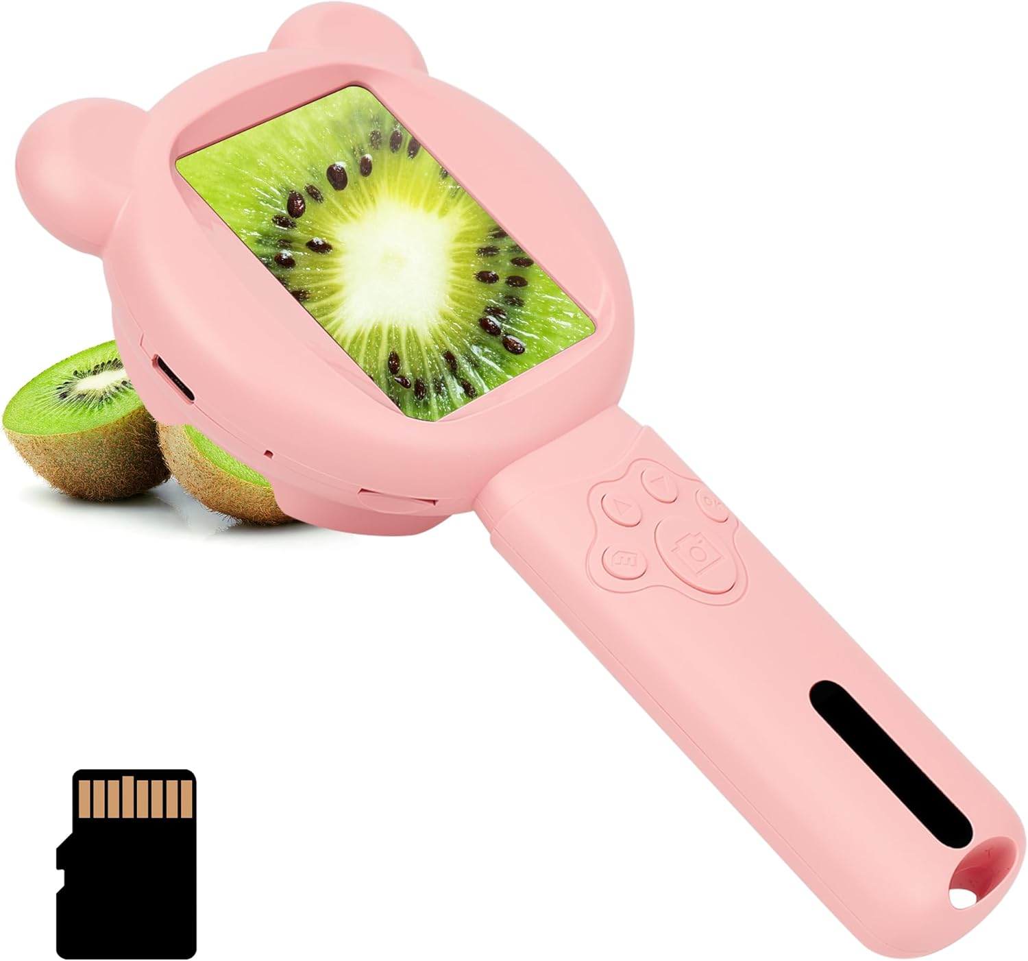 Bear Kids Microscope, Portable Microscope for Kids, Mini Digital Scope with 2.8" Screen, Educational Science Kit Birthday Gifts, Age 4-12, 16GB TF Card Included (Pink) image number 1