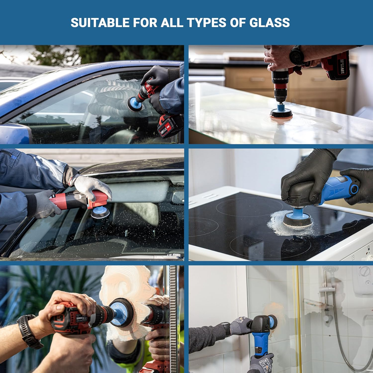 Glass Polish 21002 DIY Glass Polishing Kit for Do It Yourself Use on All Glass Surfaces - &Oslash; 75 Mm with Drill Attachment image number 4