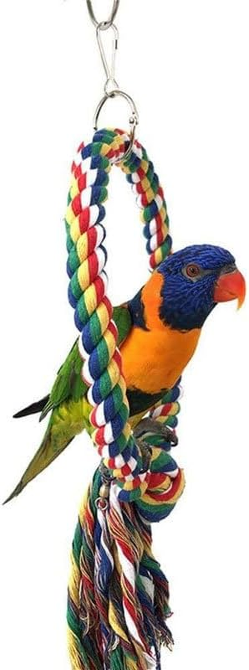 1Pcs round Climbing Ring for Birds - Colorful Cotton Rope Swing & Chewable Perch Toy for Parrots, Small Pets, Cage Enrichment and Exercise