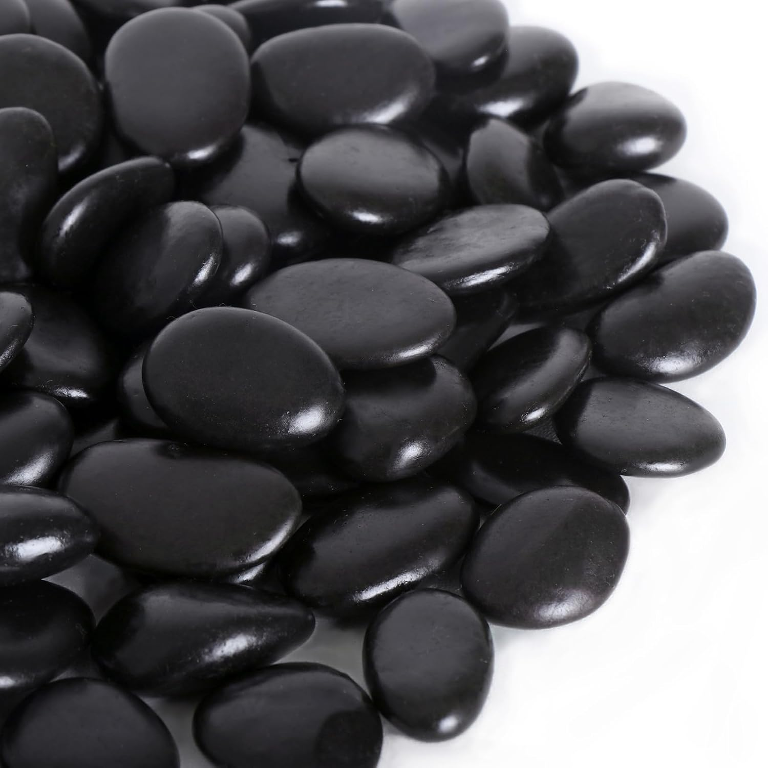 Calofulston 2.2LB Black Rock, Small River Stones Pebbles for Plants, Vases, Landscaping, Highly Polished Decorative Rocks, 1-1 3/4 Inch image number 1