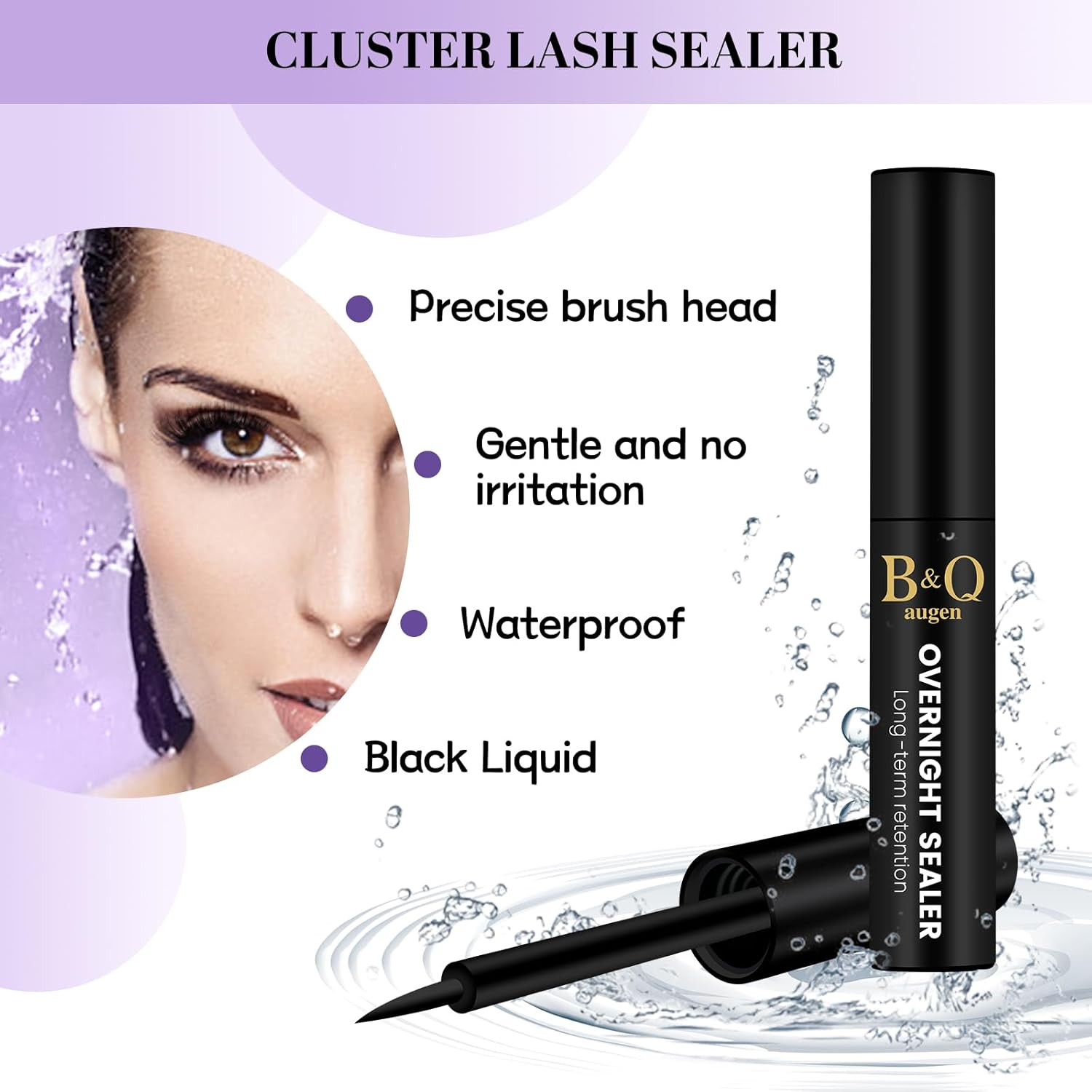 B&Q Lash Glue Bond and Seal and Remover Kit Waterproof 5ML*3PCS Eyelash Glue Lash Remover Black Strong Hold Effective 48H, Latex-Free, Beginner Friendly（3Pcs-Black）