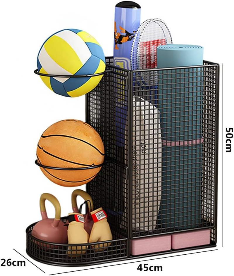 Ball Storage Cart, Ball Storage Bin, Ball Holder with Wheels for Basketball, Soccer, Garage, School, Indoor, Outdoor Ball Basketball Storage Rack image number 1