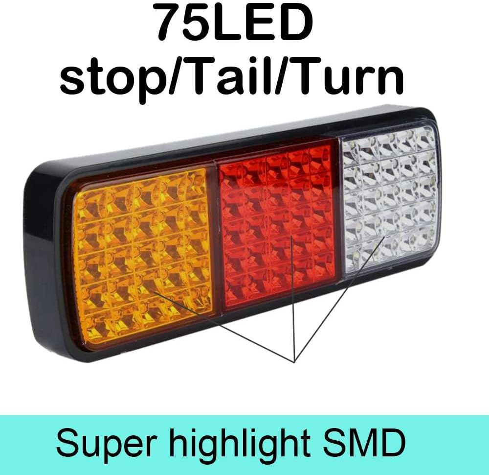 2X 75 LED Tail Lights Stop Indicator Reverse Lamp 12V Trailer Truck Ute Light image number 5