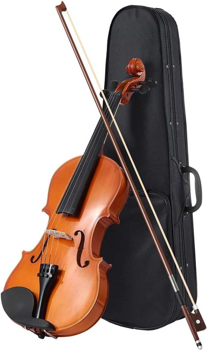 Melodic 1/4 Size Acoustic Violin Kit 4 Strings Natural Varnish Finish with Case Bow image number 6
