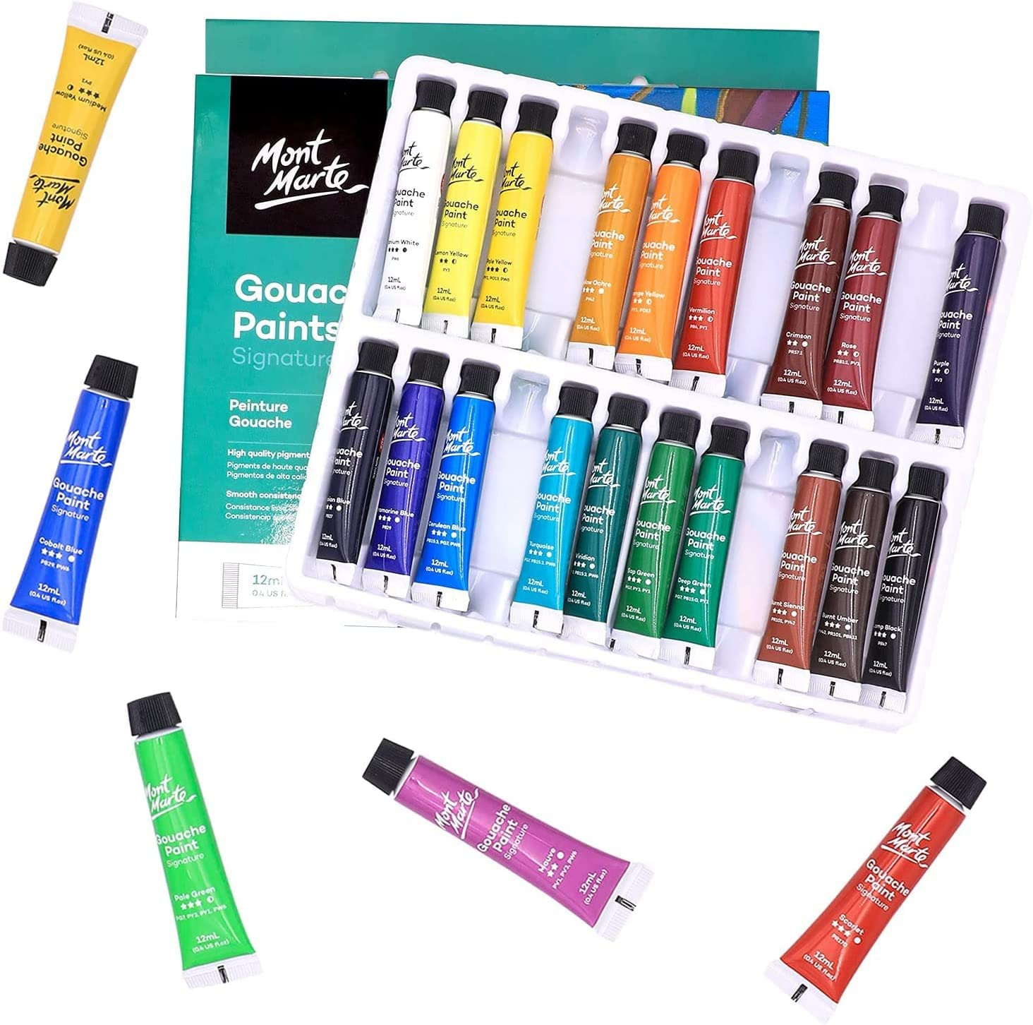 Mont Marte Gouache Paint 24-Pieces Set, 12 Ml image number 3