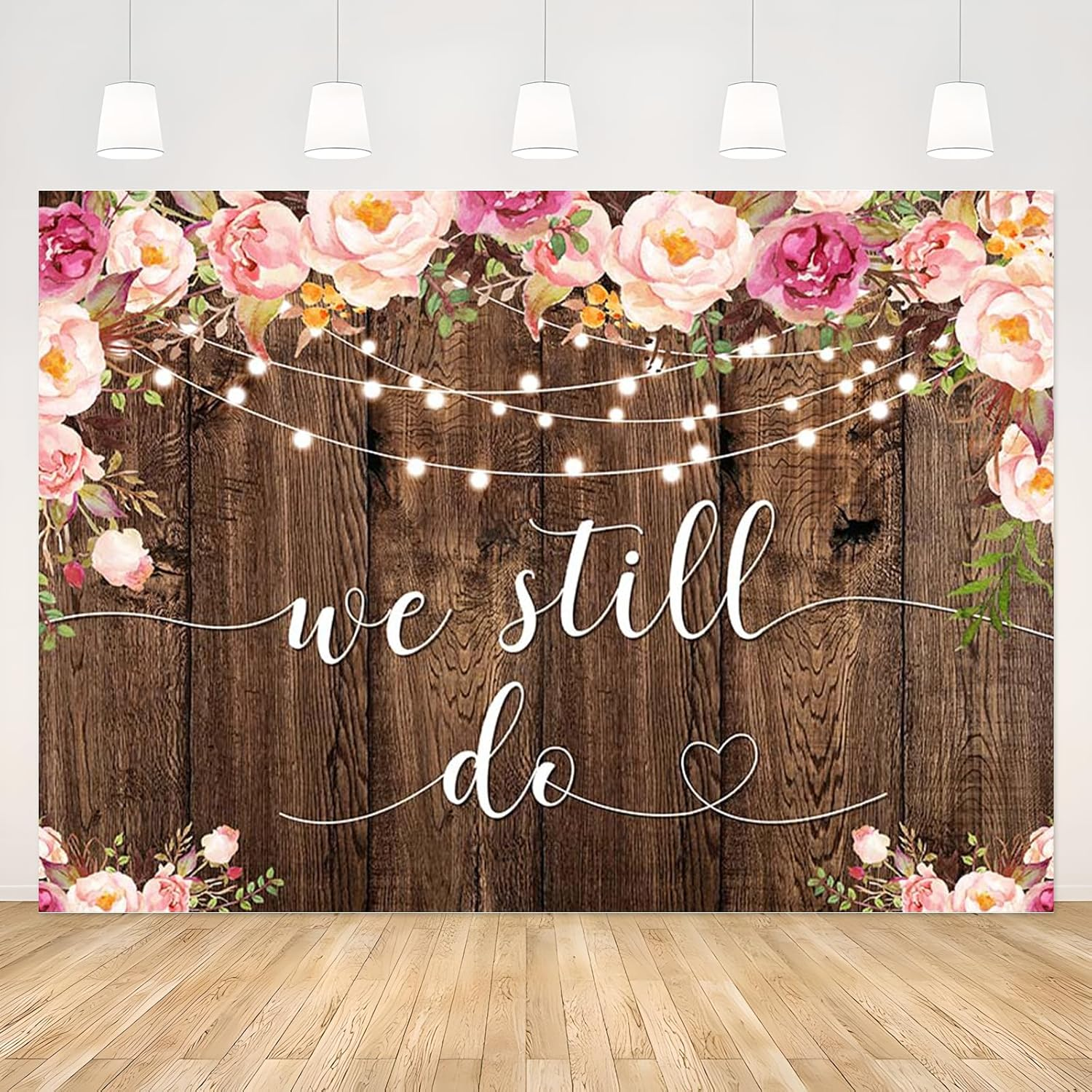 APROPHIC We Still Do Photo Background Anniversary Celebrations Engagement Country Wood Flower Photography Background Cake Zhuo Supplies Banner Suitable for Birthdays, Parties, Baby Showers 210 X 150 image number 4
