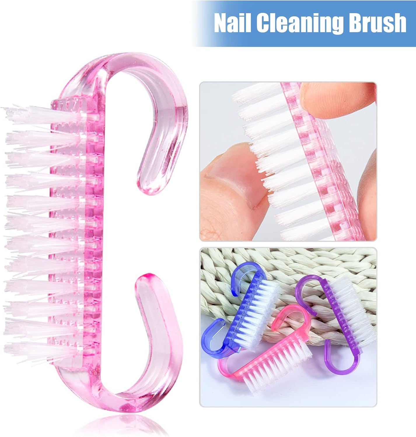 Hanyousheng Nail Brush, Pack of 5 Nail Brushes, Hand Wash Brush, Dust Remover Brush with Handle, for Cleaning Beauty Hand and Nail Cleaning (3 Colours) image number 6