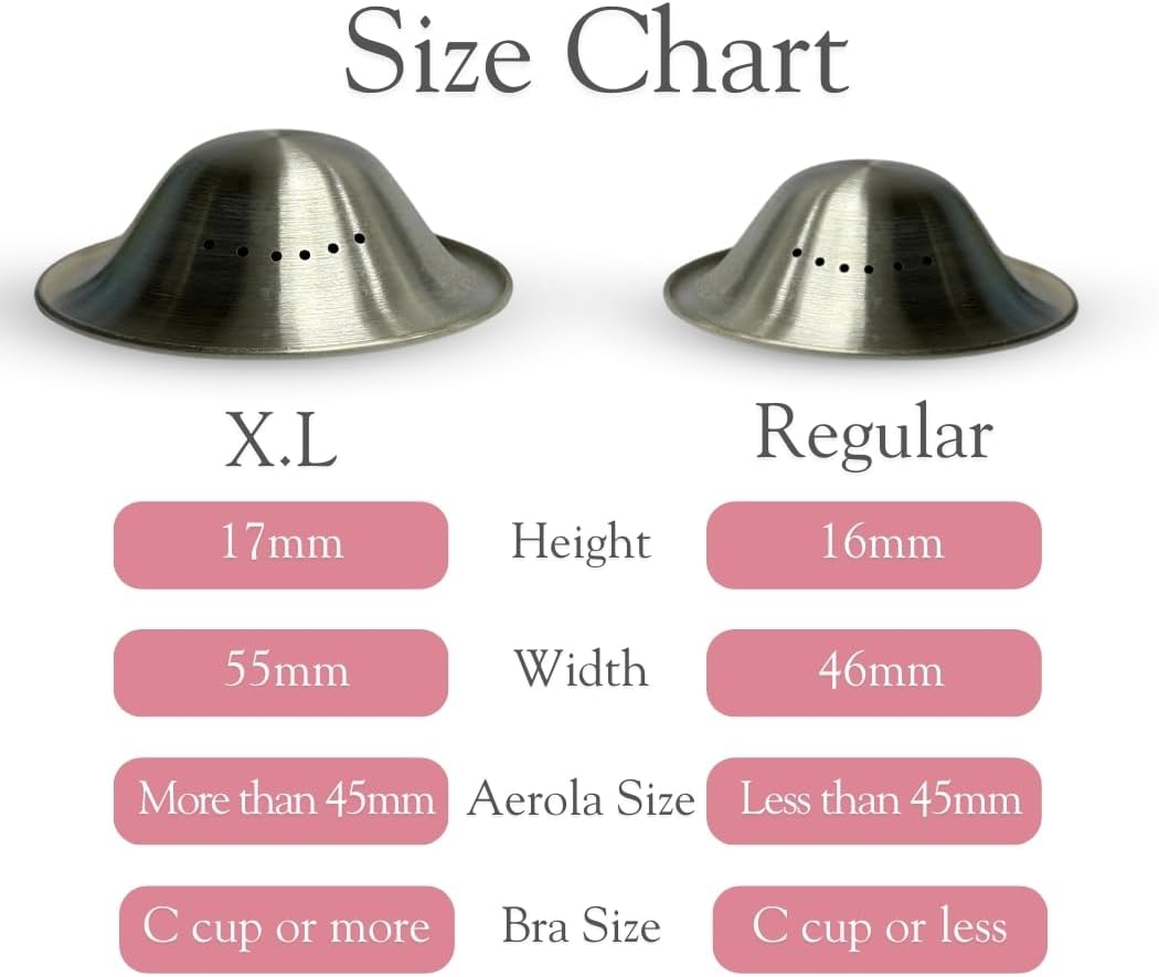 Original Breathable Soothing Silver Nursing Cups&ndash;Silver Nipple Shields for Breastfeeding-Nipple Covers Breastfeeding-Nipple Shields for Nursing Newborns-Breastfeeding Essentials-Healing Cups (Extra Large) image number 4