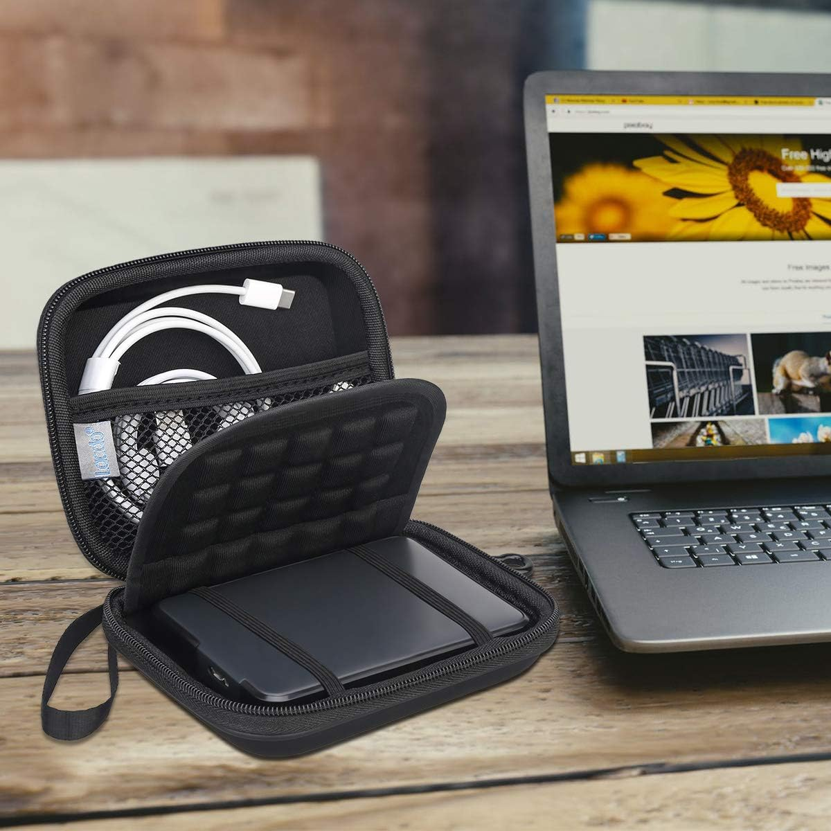 Lacdo Shockproof Hard Drive Case for Seagate Expansion Exclusive, Game Drive for PS4 Xbox, Backup plus Slim Portable External Hard Drive 1TB 2TB 4TB 5TB USB 3.0 2.5 Inch HDD Carrying Travel Bag,Black - Blue image number 6