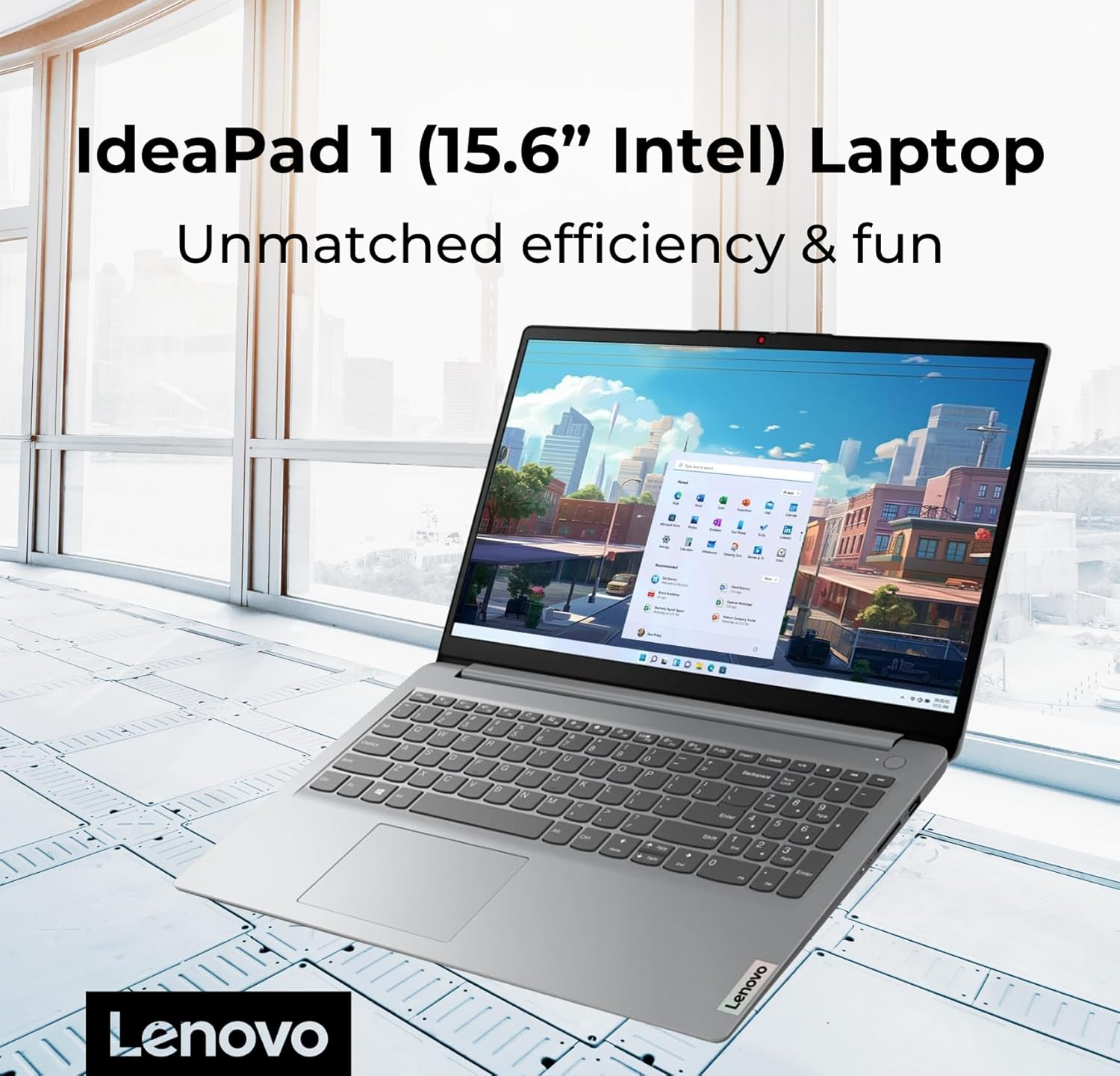Lenovo Ideapad 1 Student Laptop, 15.6" FHD Display, Intel Dual Core Processor, 12GB RAM, 512GB SSD + 128GB Emmc, 1 Year Office 365, Wi-Fi 6, Webcam, Bluetooth, SD Card Reader, Windows 11 Home, Grey image number 5