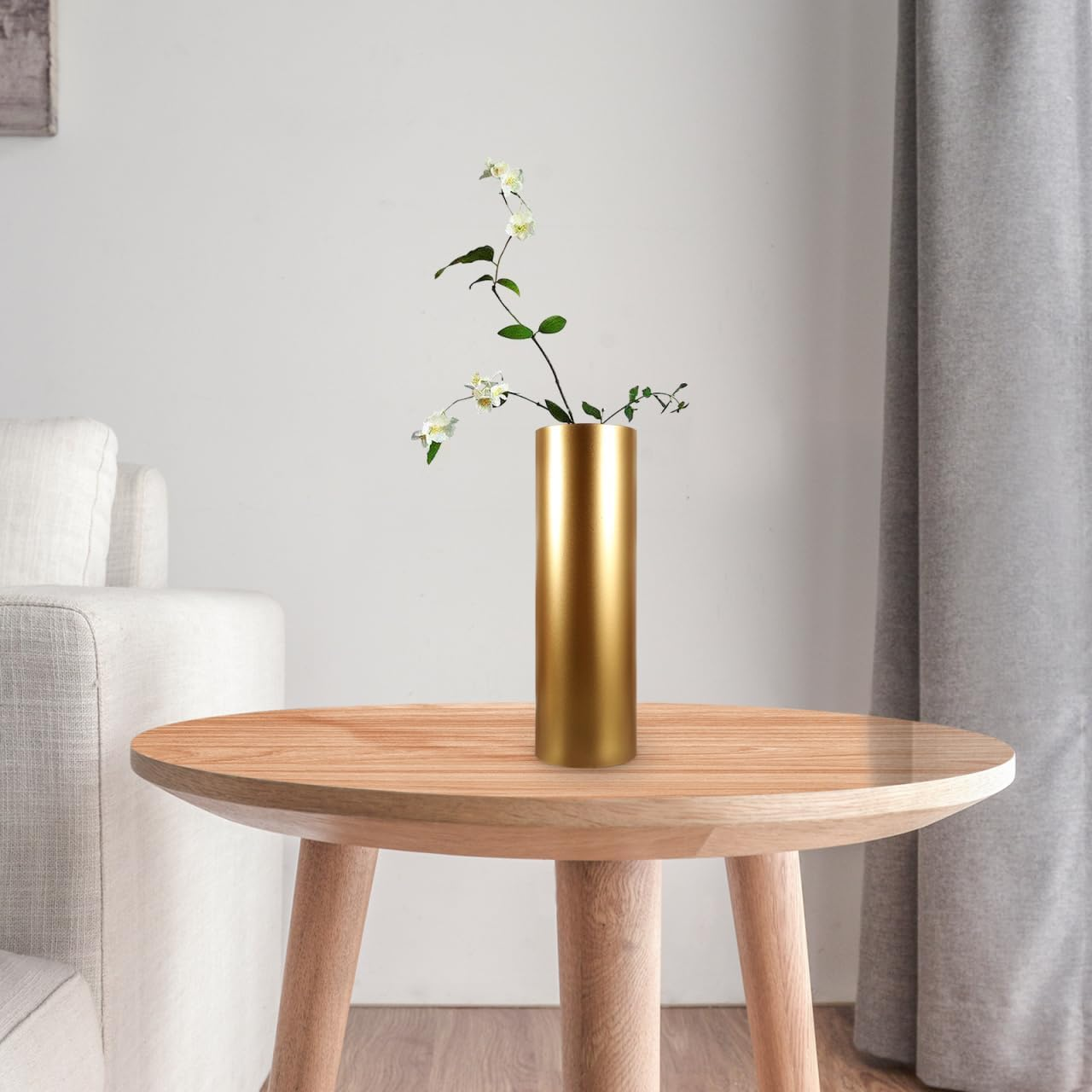 Holibanna Gold Cylindrical Vase - Tall Iron Flower Holder for Rustic Home Decor Perfect for Floral Arrangements and Centerpieces