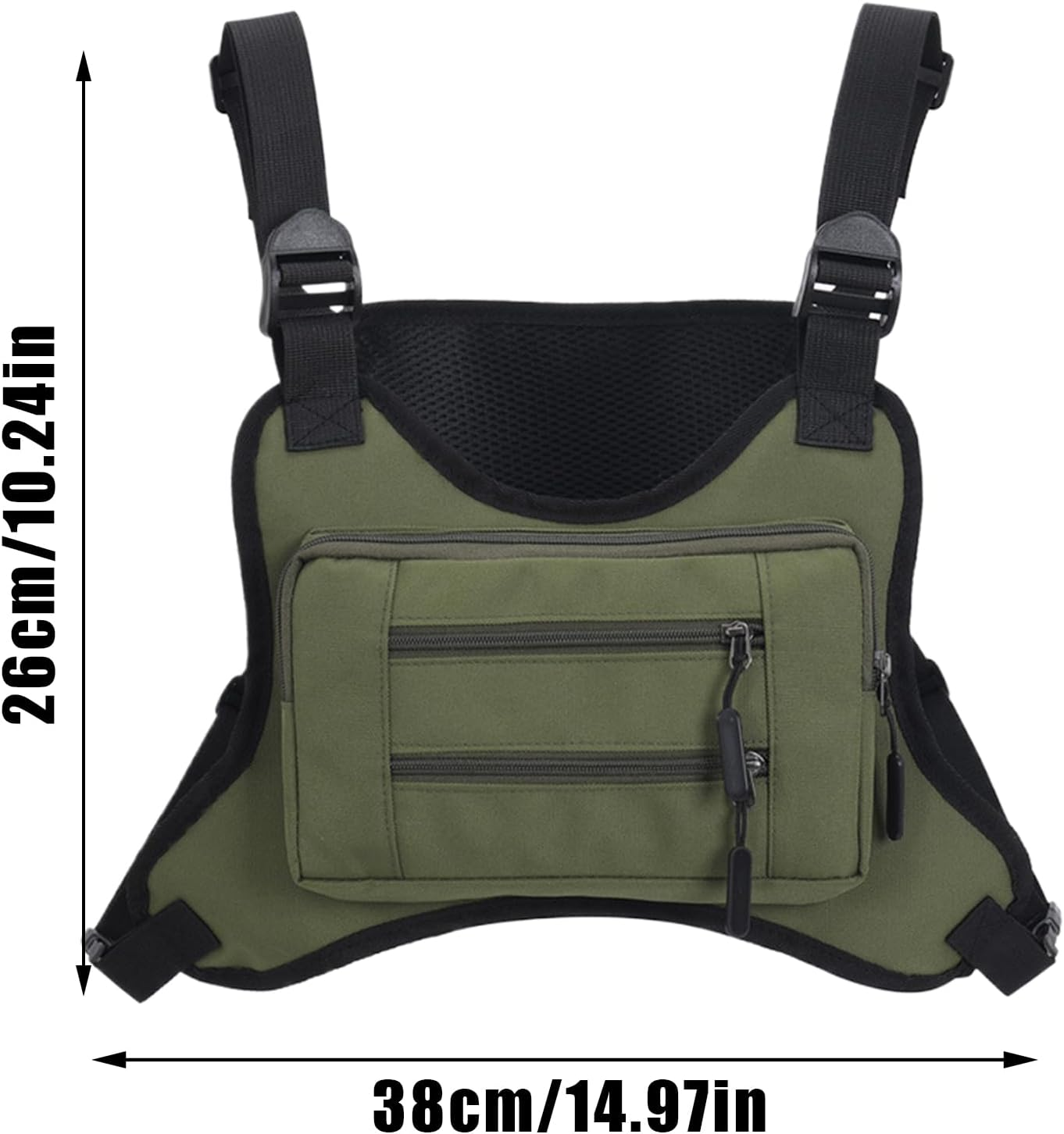 Chest Pouch for Men Waterproof Vest Pouch Lightweight Running Shoulder Strap Extra Storage Phone Sports Outdoor Workout, Green, Se R&eacute;f&eacute;rer Au Descriptif, Refer to Description - White On Black image number 7