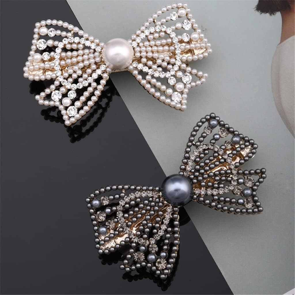 Crystal Hair Accessories,Clips Hairpins,Clip Plate,Hairpin Back Head Headdress Rhinestone Hairpin Clip Elegant Bow Hair Accessories Spring Clip (Color : B, Size : 6.5 * 4.5Cm) (Color : B, Size : 6.5 image number 1