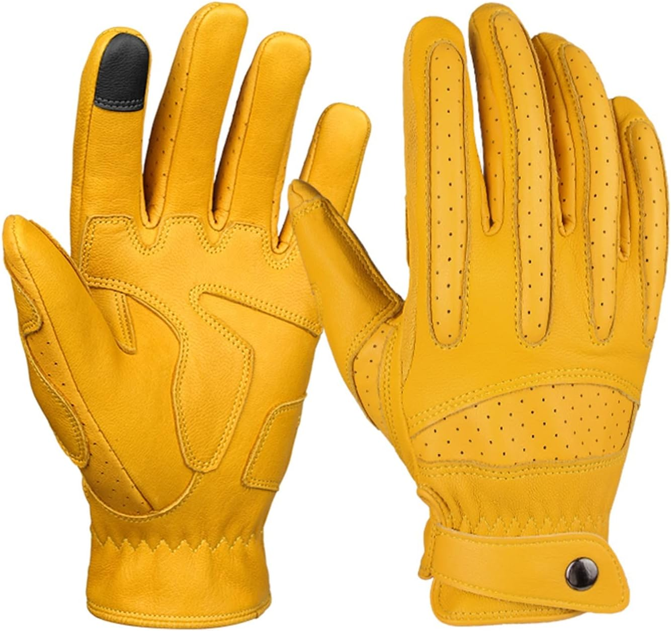 KANGYEBAIHUODIAN Mens Touch Screen Gloves Leather Motorcycle Glove Outdoor Sport Full Finger Cycling Mountain Bicycle Guantes Moto Gloves (Color : Yellow, Size : M) image number 3
