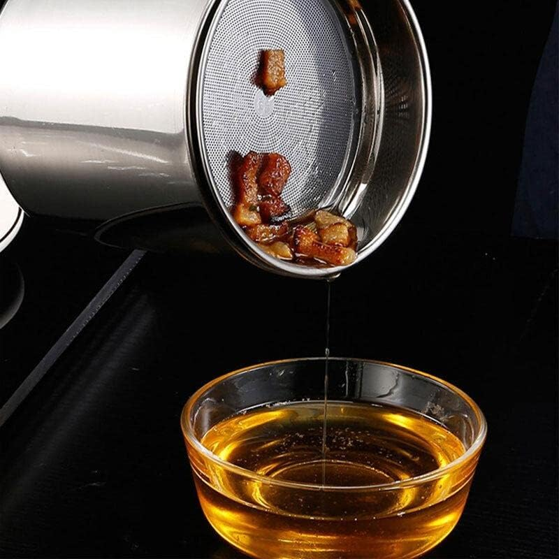 AIMALL 1.8L Stainless Steel Oil Strainer Pot with Fine Mesh Filter &ndash; Grease Storage Container for Cooking Oil, Residue Separation, and Easy Pouring &ndash; 5.31 X 6.3 Inches image number 1