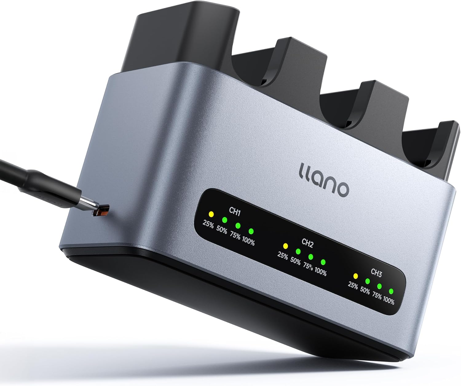 Llano 30W NP-FZ100 Battery Charger: Fast Three Slot for Sony Camera Batteries A7III, A7IV, A6700, FX3, FX30, A9, A7C, A7CII, A7RV, A7RIII, A6600, ZV-E1,ZV-E10II,A1,FX2, Usb-C,Led,Durable CNC Aluminum