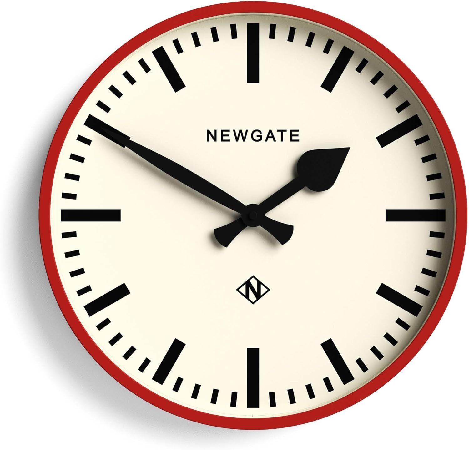 NEWGATE&reg; Number Three Railway Wall Clock - round Clock - Kitchen Clock - Clocks for Living Room - Office Clock - Contemporary Case - Marker Dial - Station Clock (Fire Engine Red) image number 3