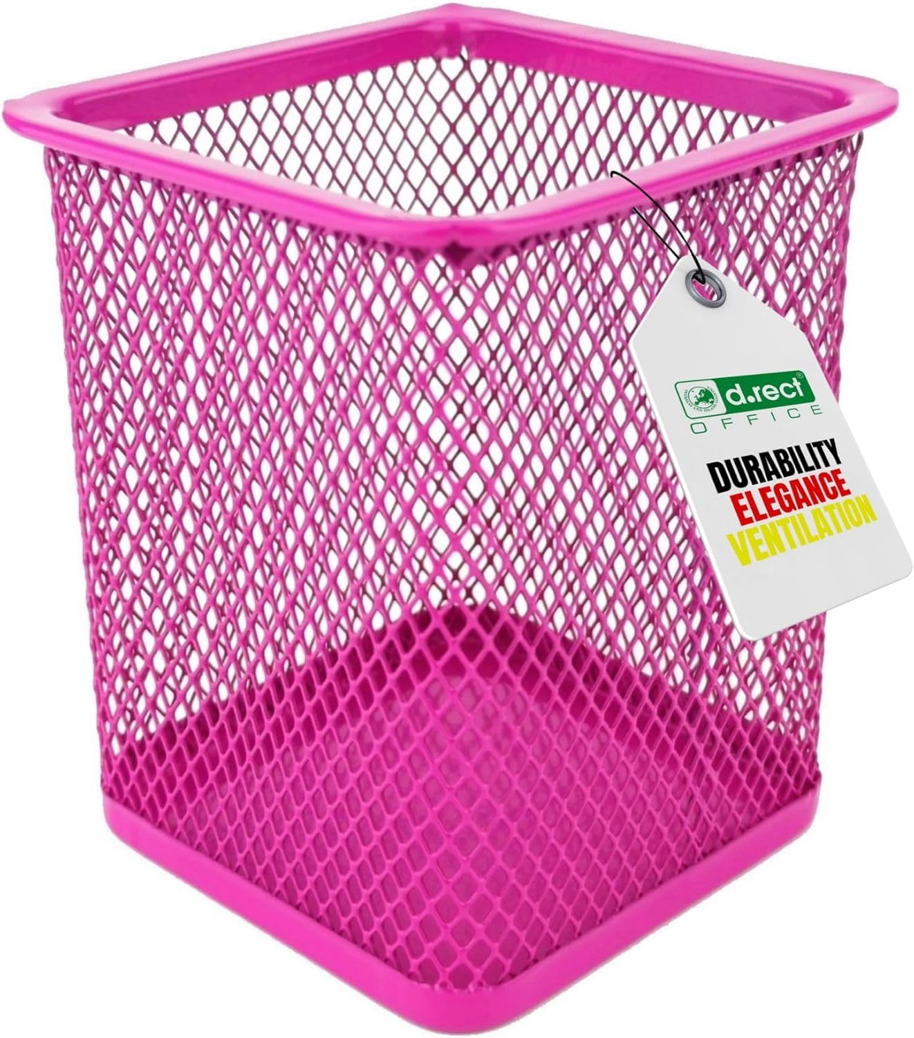 D.RECT Metal Square Pen Holder, Pen Holder, Cube Made of Wire Metal, Mesh Multifunctional Cup for Ballpoint Pen, Pink, 110849 image number 1