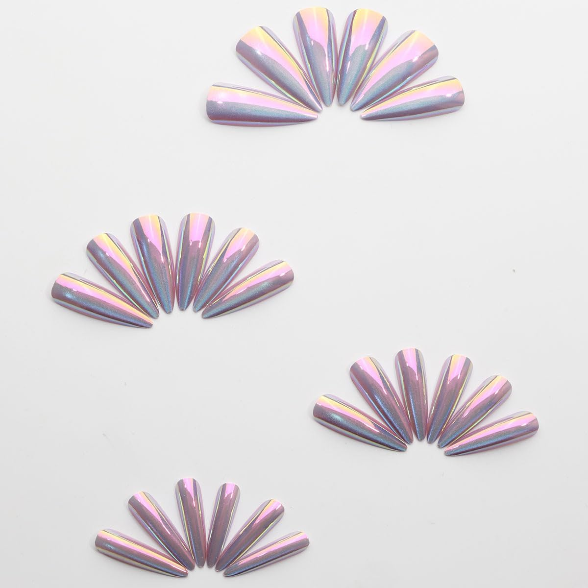 Pink Ombre Cat Eye Press on Nails | Long Stiletto Fake Nails Tips | 24Pcs Glossy Full Cover Nails Press Ons, Reusable Stick on Nails for Women Daily Nail Art image number 4