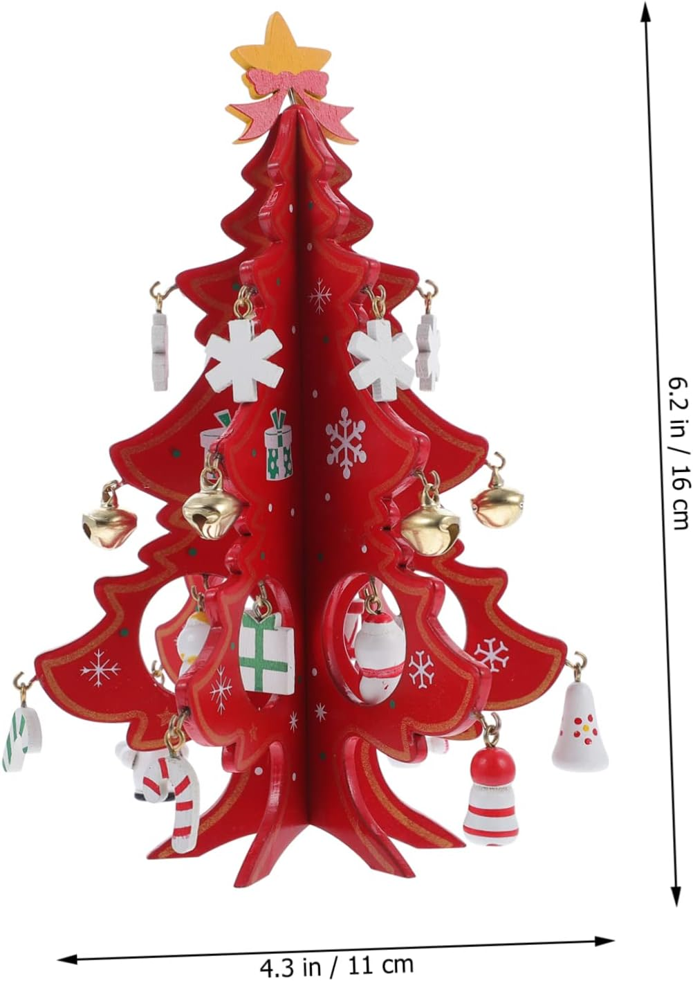 3D Mini Wooden Christmas Tree Model Decorative Xmas Tree Ornament for Christmas Party Home Window Display Festive Holiday Decoration - Multicolor image number 7