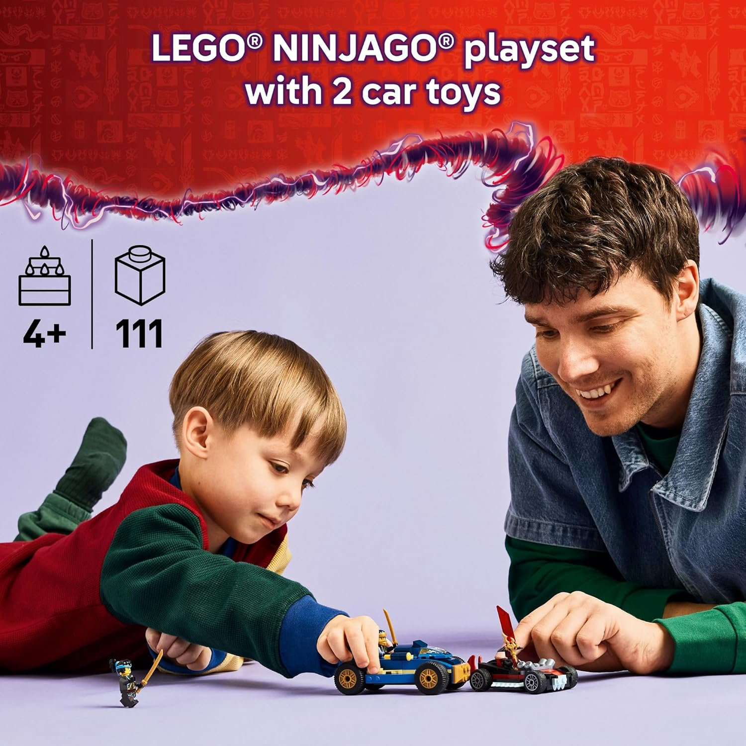LEGO&reg; NINJAGO&reg; Rogue Vs. Drix Race Car Duel 71840 Ninja Toy Playset with 3 Minifigures, 2 Racing Cars, 2 Ninja Katanas and Reveal Blade, Small Toy for Kids, Boys and Girls Aged 4 Years Old and Up image number 5