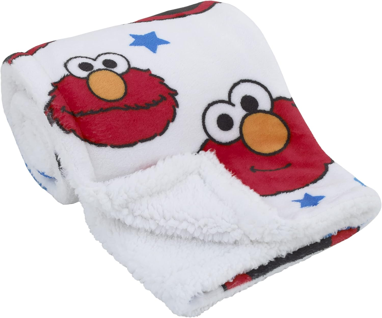 Sesame Street Elmo, Red, Blue, Yellow, Green, & White with Stars Super Soft Baby Blanket, Red, Blue, White, image number 1