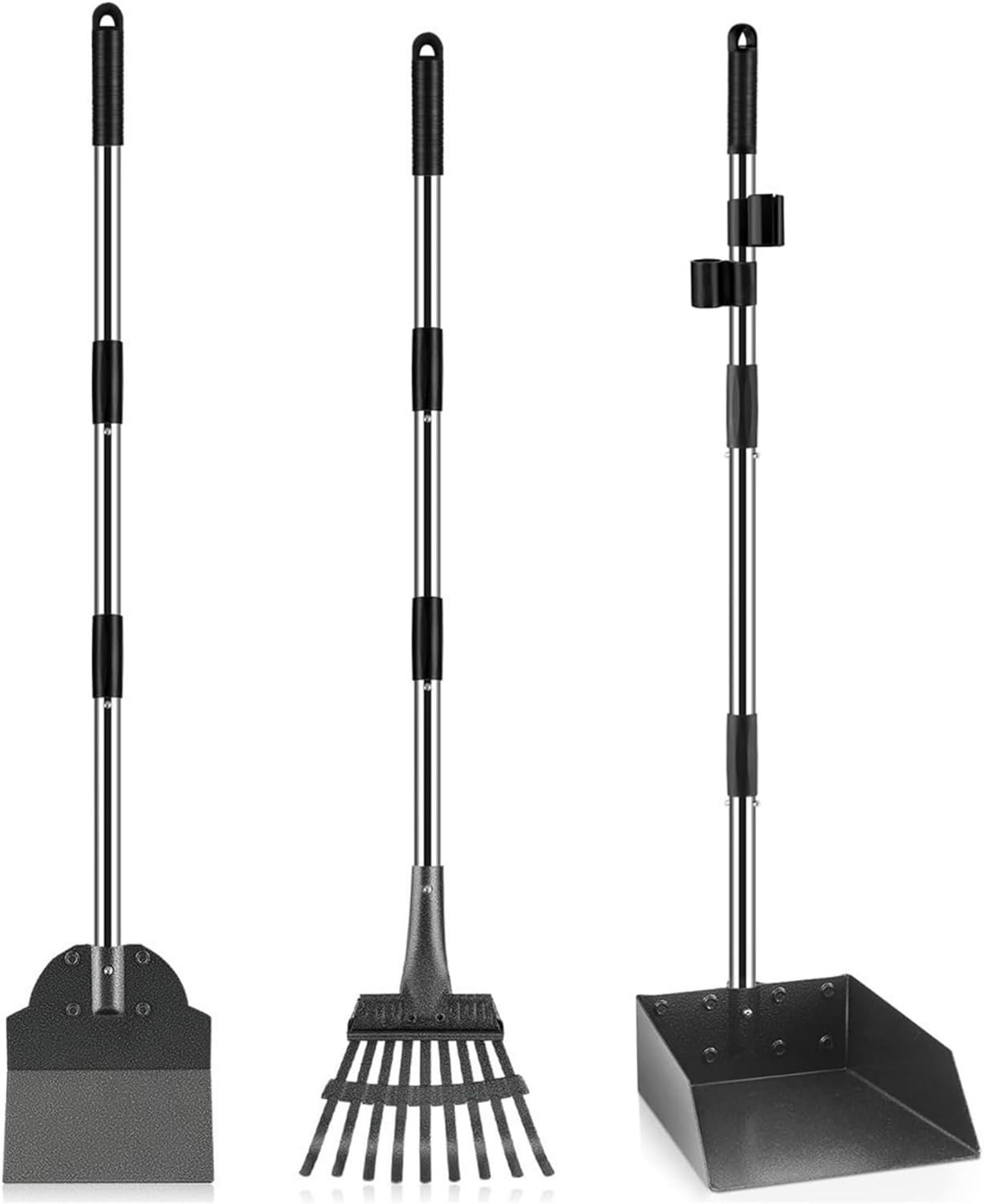 Pooper Scooper, Long Handle Dog Pooper Scooper, Heavy Duty Stainless Steel Rake with Tray & Spade Set for Pet Waste Removal, for Grass, Dirt or Gravel image number 4