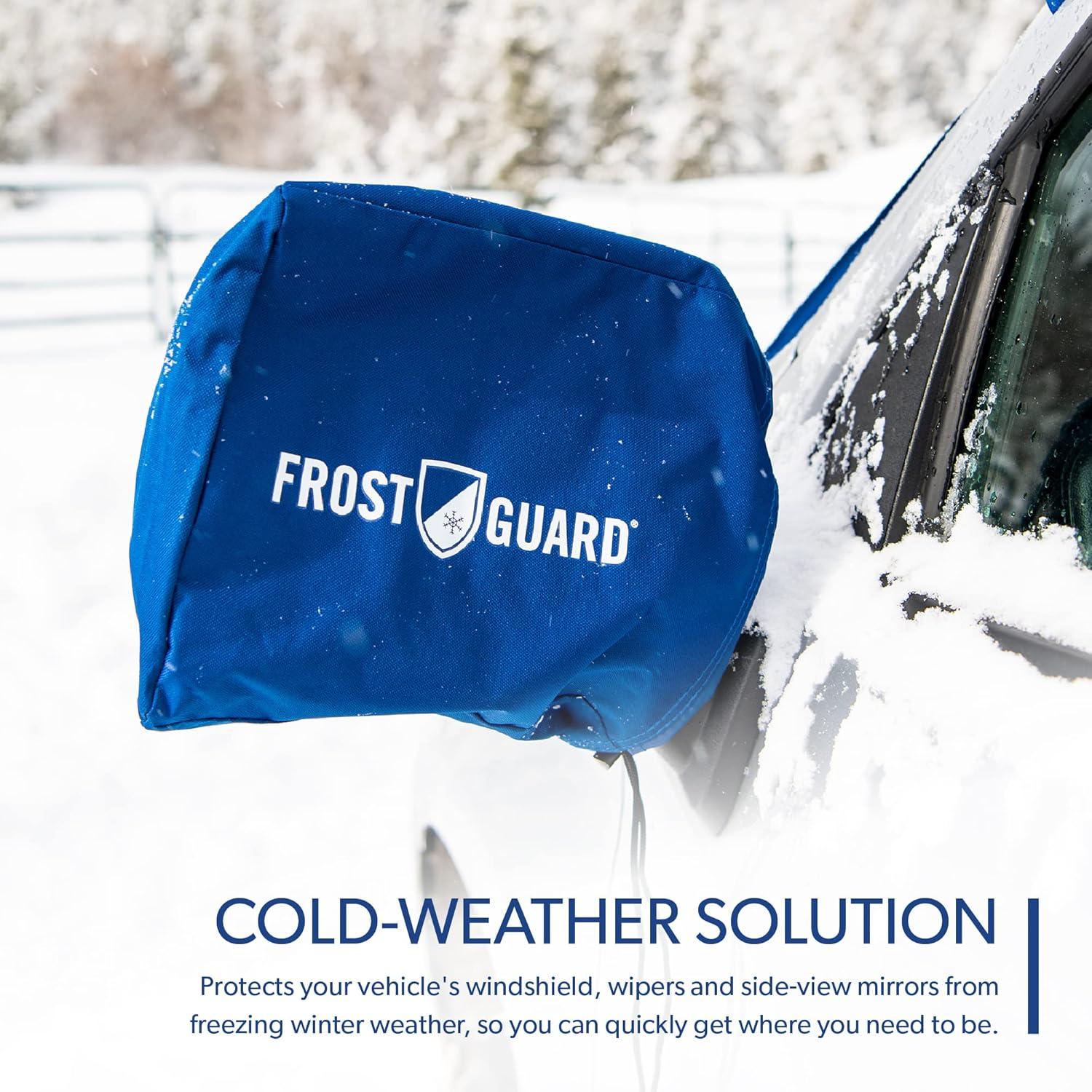 Frostguard plus | Winter Windshield Cover for Ice and Snow, XL Size (Indigo) - Built-In Security Panels, Wiper Blade Coverage + Mirror Covers - Fits XL Size Cars, Trucks and Suvs, 68 X 41 Inches