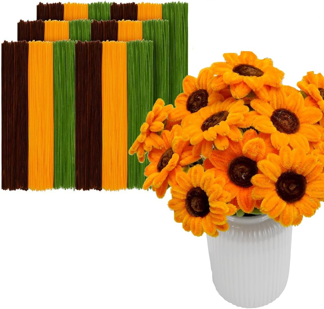 Pipe Cleaners, 480Pcs Yellow Sunflowers, Flower Making Kit, Arts and Craft Supplies, Pipe Cleaners for Flowers, Craft Supplies Kit, Ideas for Art Project Activity image number 3