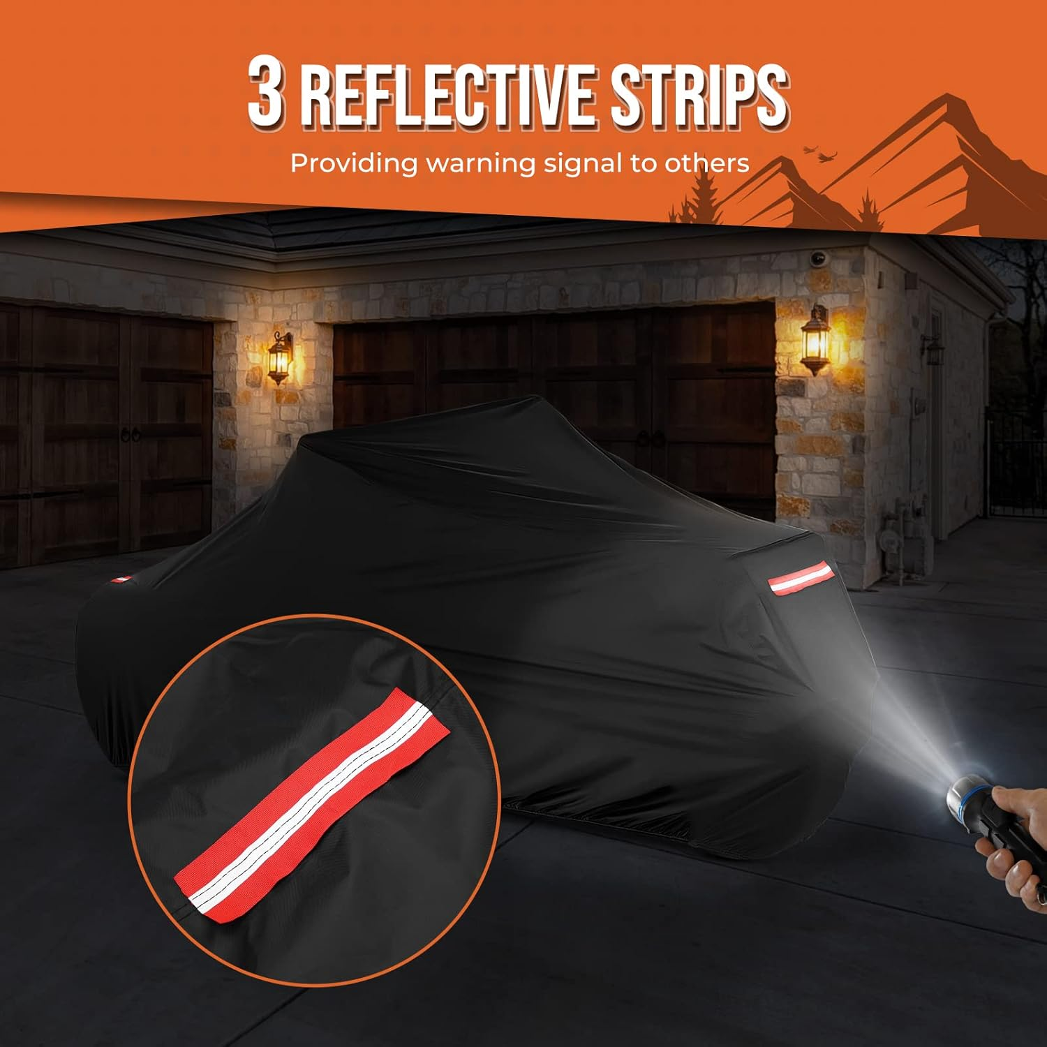 KEMIMOTO Full Cover Compatible with Can-Am Ryker 600 900 Sport Rally Edition Ryker Bike Full Cover All Weather Resistant with Reflective Strips - Full Cover-1 image number 2