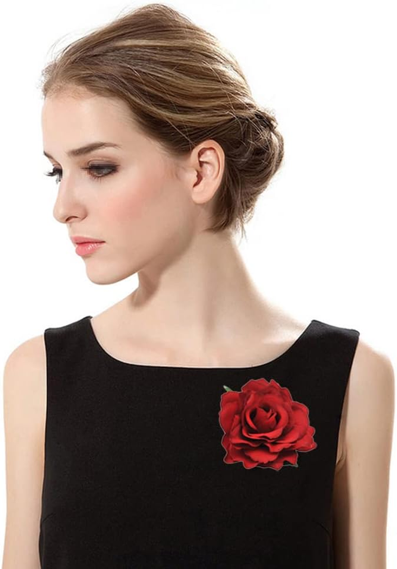 Ericotry Pack of 6 Rose Flower Hair Clips Hair Pin Elegant Large Rose Flowers Brooch Flamenco Dancer Flower Pin up Brooch Bridal Headpiece Hair Accessories for Women Girls image number 5