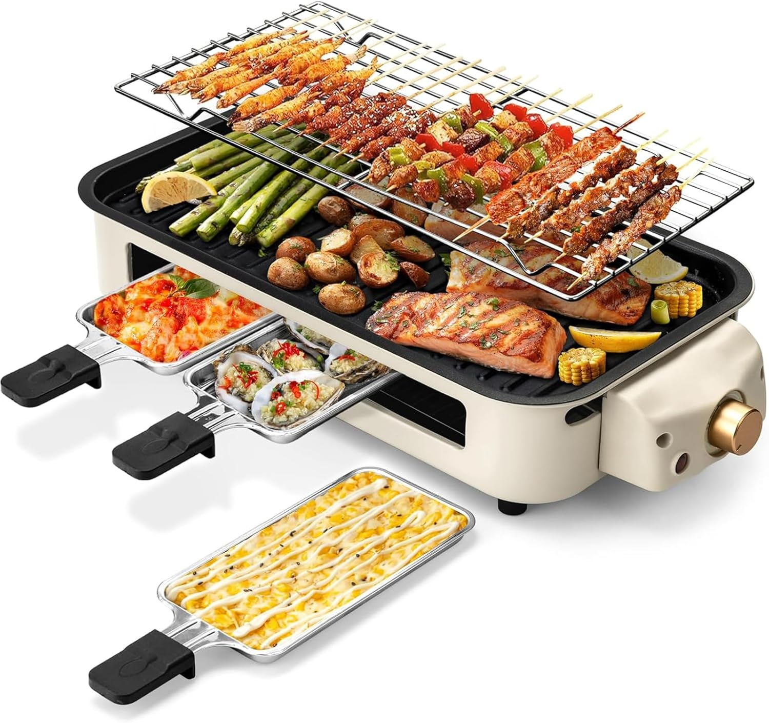 Electric Smokeless Indoor Grill, Non-Stick Cooking Removable Plate, Portable Korean BBQ Grill with Removable Temperature Control, Dishwasher Safe, 1500W image number 2