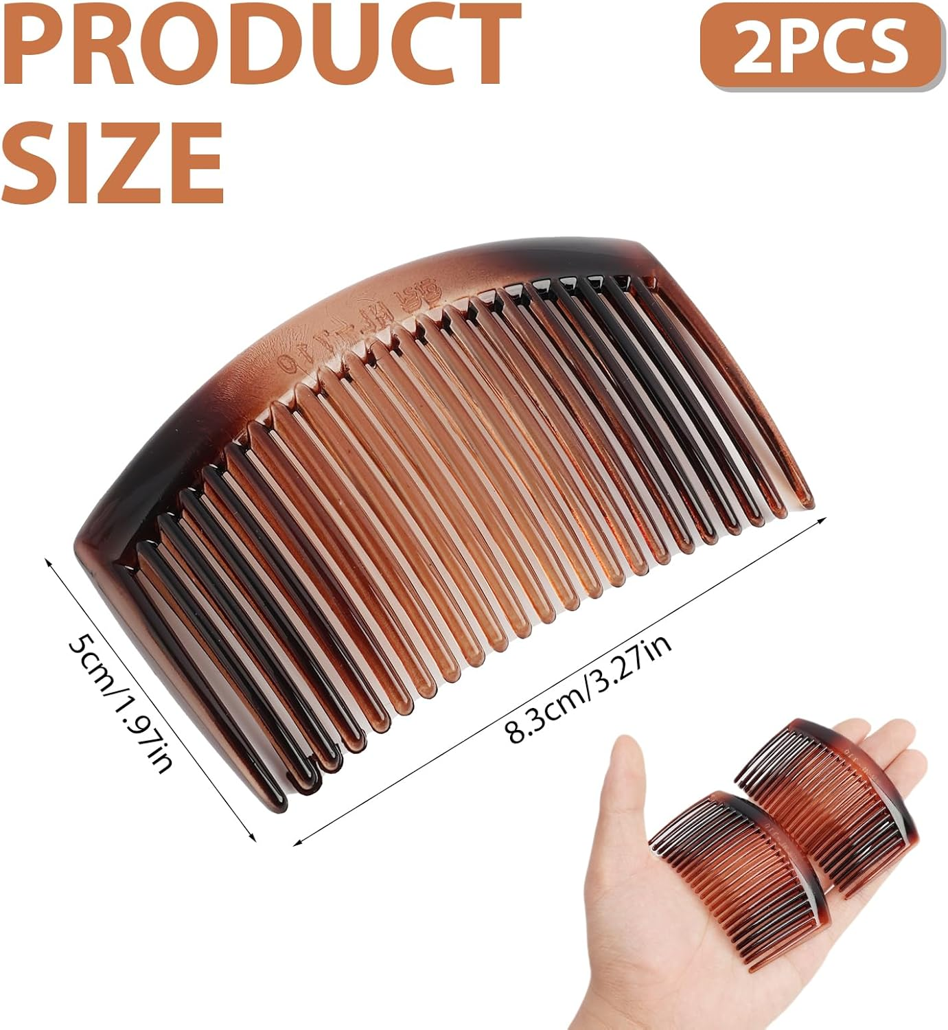 519H Hair Comb Set of 2 Hair Combs in Havana Brown, Approx. 10 X 5 Cm, Straight Teeth, High-Quality Comb from China, Ideal for Everyday and Professional Use image number 5