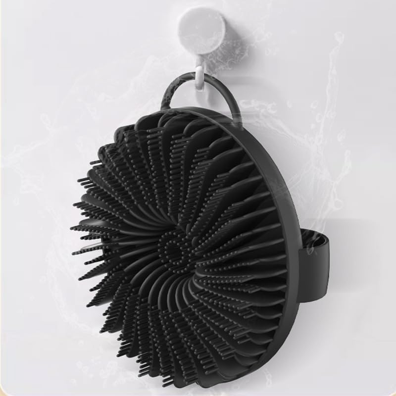 Silicone Body Scrubber for Men & Women,Body Scrubber Exfoliator,Shower Loofah Mens Shower Body Scrubber,Bath & Body Brushes (Black, 10.5Cm*5.5Cm) image number 1