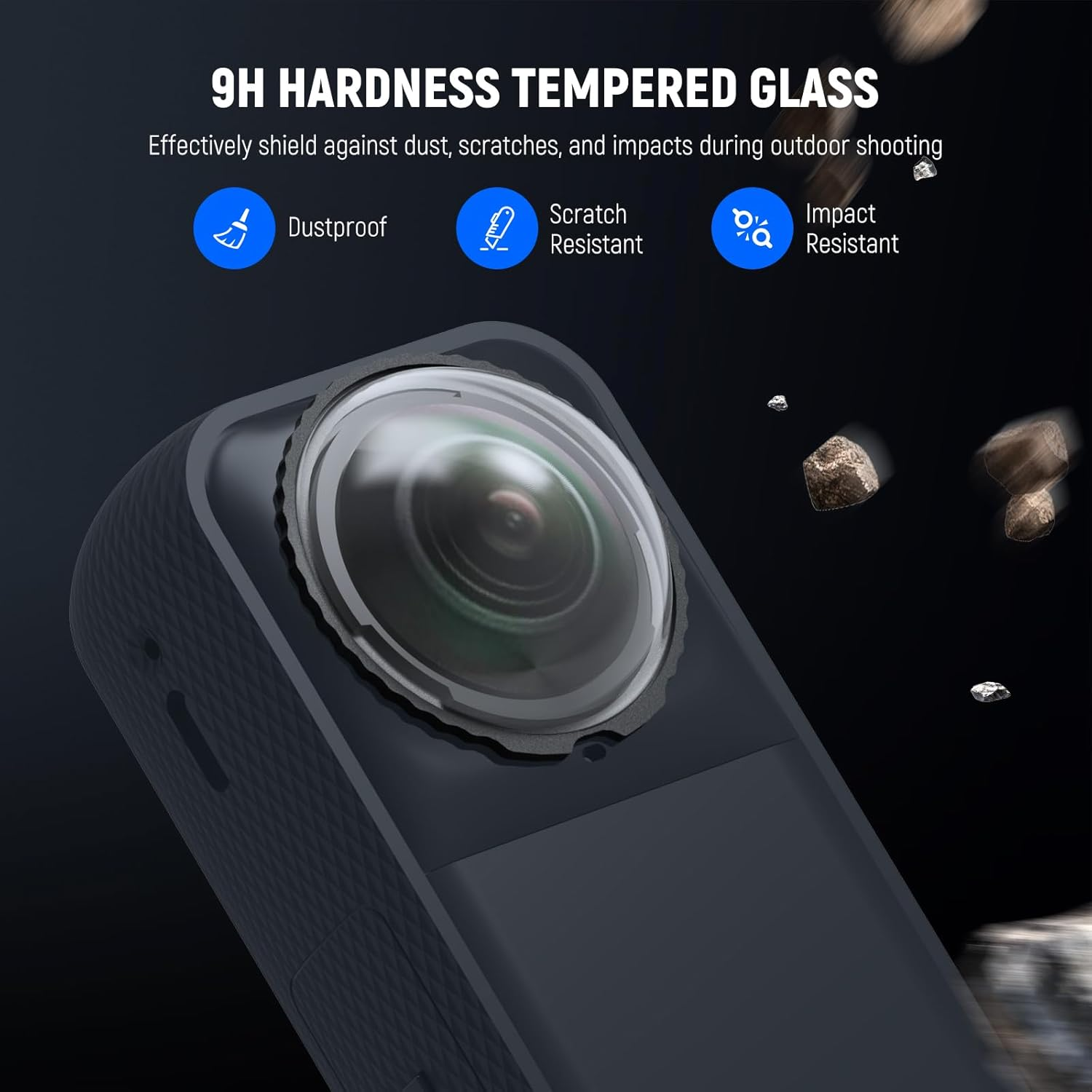 NEEWER Lens Protector Set Compatible with Insta360 X5 Action Camera (2 Pack), 9H Tempered Glass Lens Guards Accessories with Screen Protector, Cleaning Cloth & Case, Remove before Shooting, LPC03 image number 6