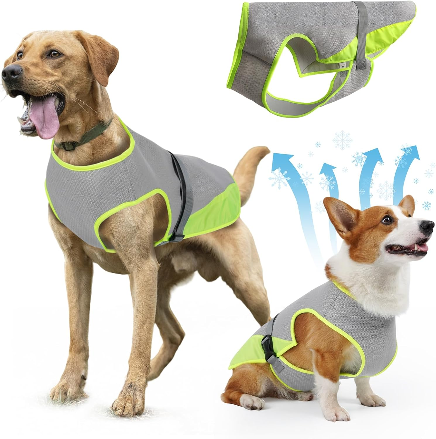 Dog Cooling Vest for Summer,Frenchie Cool Vest for Dogs (11Lb-77Lb) Body Cooling with Uv Protection Breathable Mesh,Cooling Shirt for Cavoodle,Labrador,Border Collie (Grey, XL)