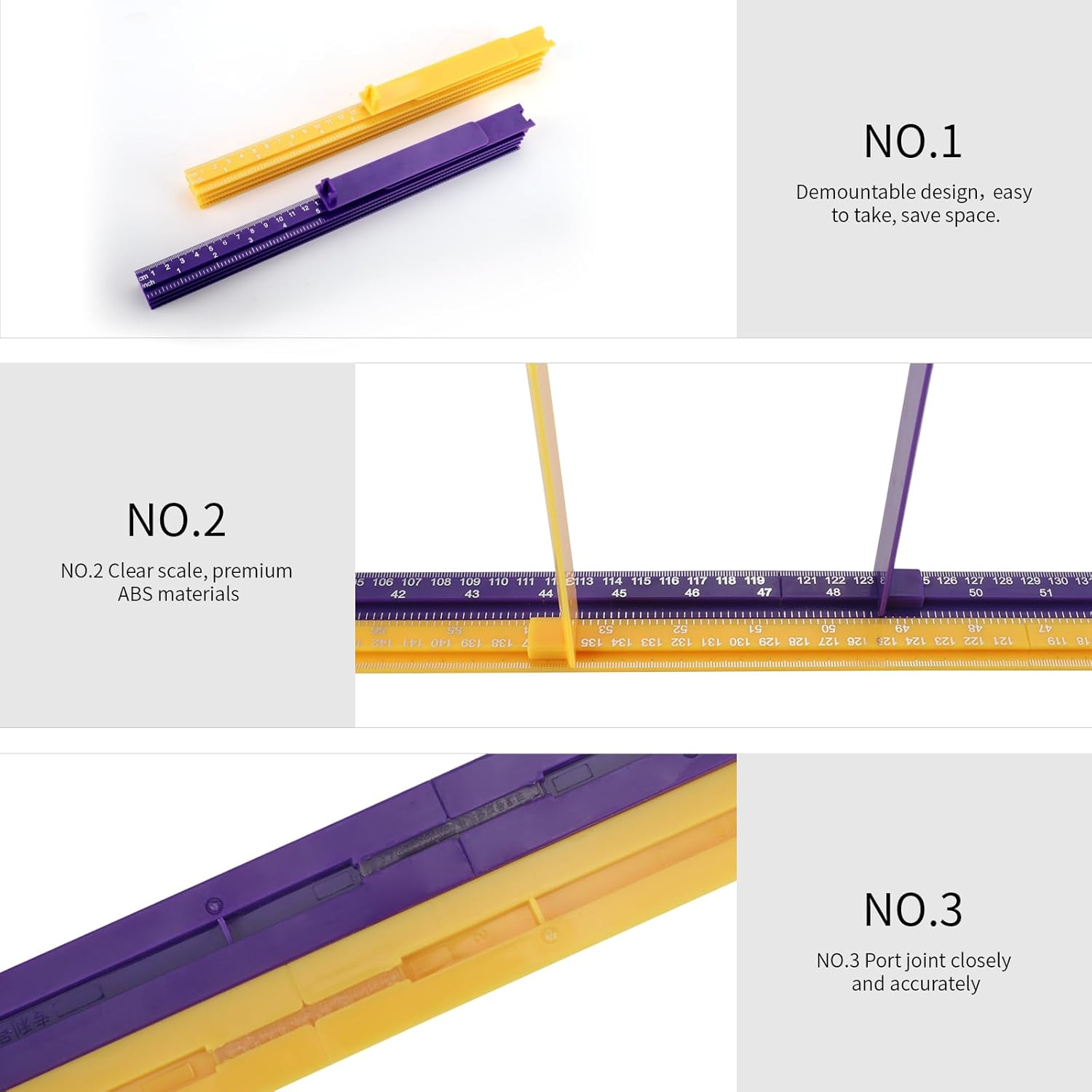 Growth Chart for Wall, Children Height Measurement,3D Removable Growth Height Chart,Splicing Height Ruler for Kids Baby Nursery 79 Inch (Purple) - Yellow image number 5