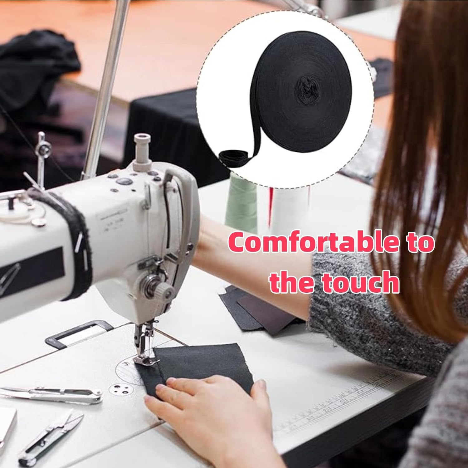 RJDJDLXM Black Cotton Herringbone Twill Tape - 45 Metre Roll, 20 Mm Wide for Sewing, Crafts and Home Decor image number 5