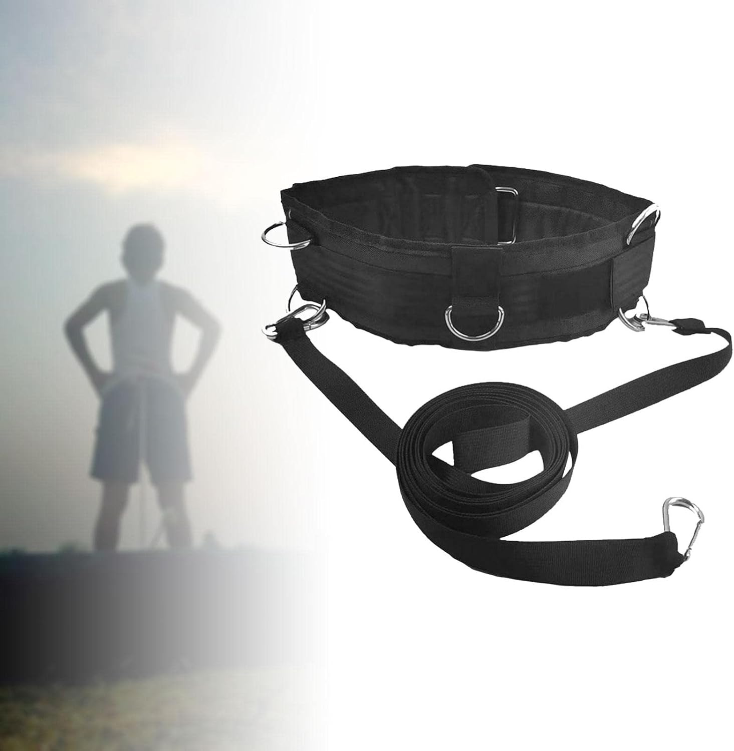 Simhoa Running Training Resistance Belt Gym Pulley Strap with Rings Workout Strap Waist Belt for Pulling Sled for Track Field, Sprinting, Rugby image number 6