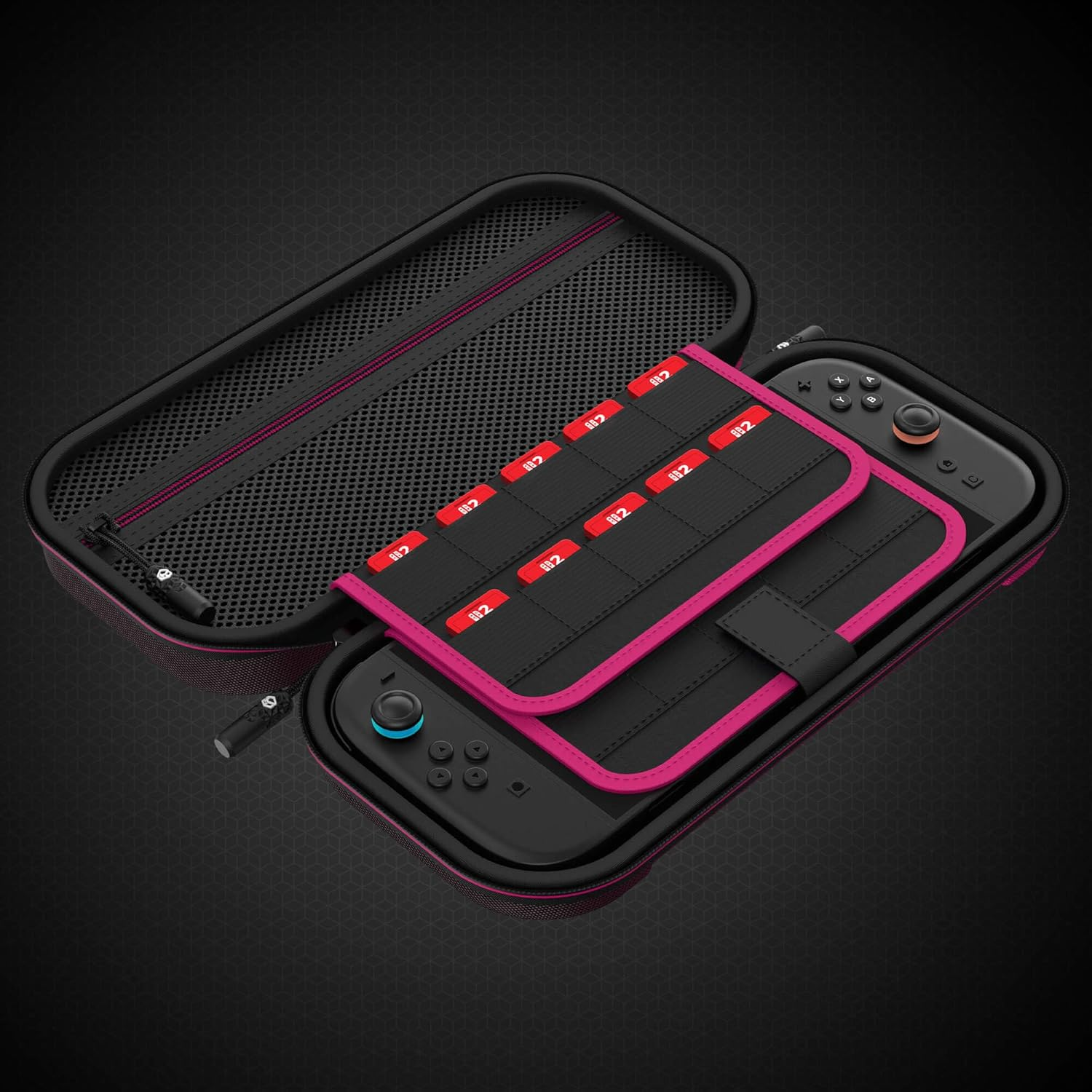 Powerwave Premium Carry Case Midnight Ruby for Nintendo Switch 2, Durable Protective Hard Shell, 30 Game Cartridge Slots, Mesh Pocket, Portable Travel Storage Case image number 1