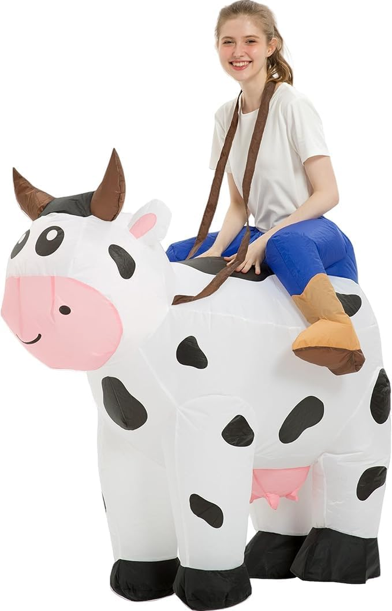 Inflatable Cow Rider Costumes for Adults, Inflatable Cow Costume, Halloween Costumes for Men/Women,Blow up Costume image number 1