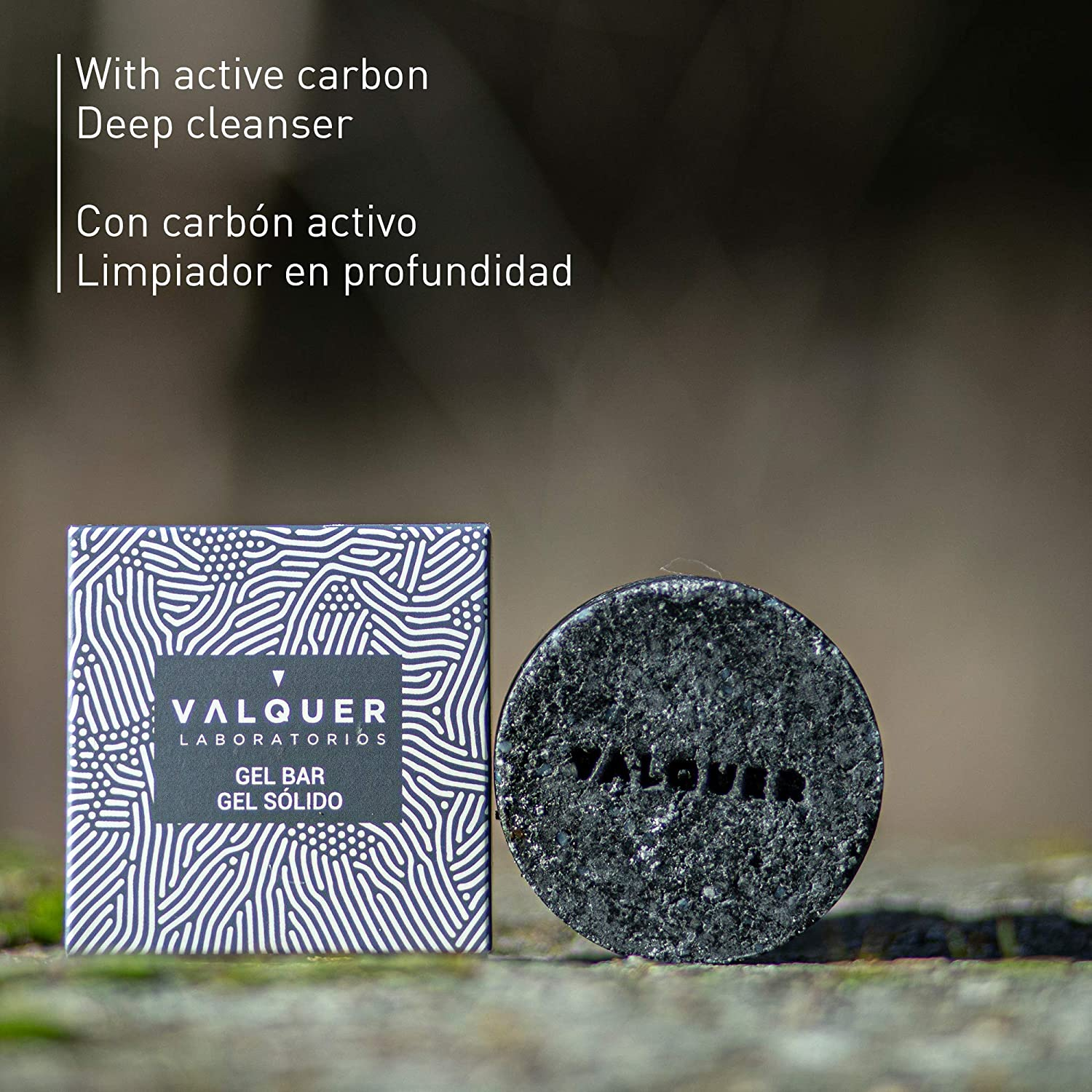 Valquer Gel Bar, Vegan, Soap-Free, Plastic-Free, Sulfate-Free, Ecological - 50 G (Active Carbon) image number 1